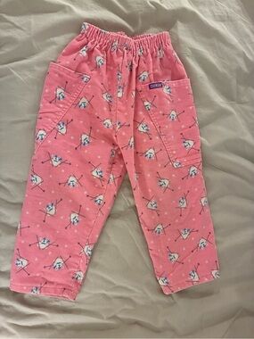 Vintage 80s 90s Rare Oshkosh Bgosh Pink Corduroy Ski Bunny Pants 3T Made in USA